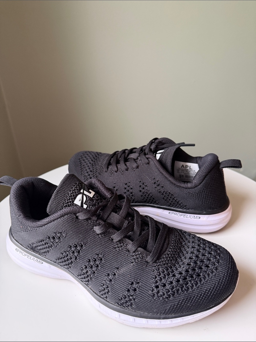 APL TechLoom Pro Women’s Size 6 Black White Knit Running Sneakers